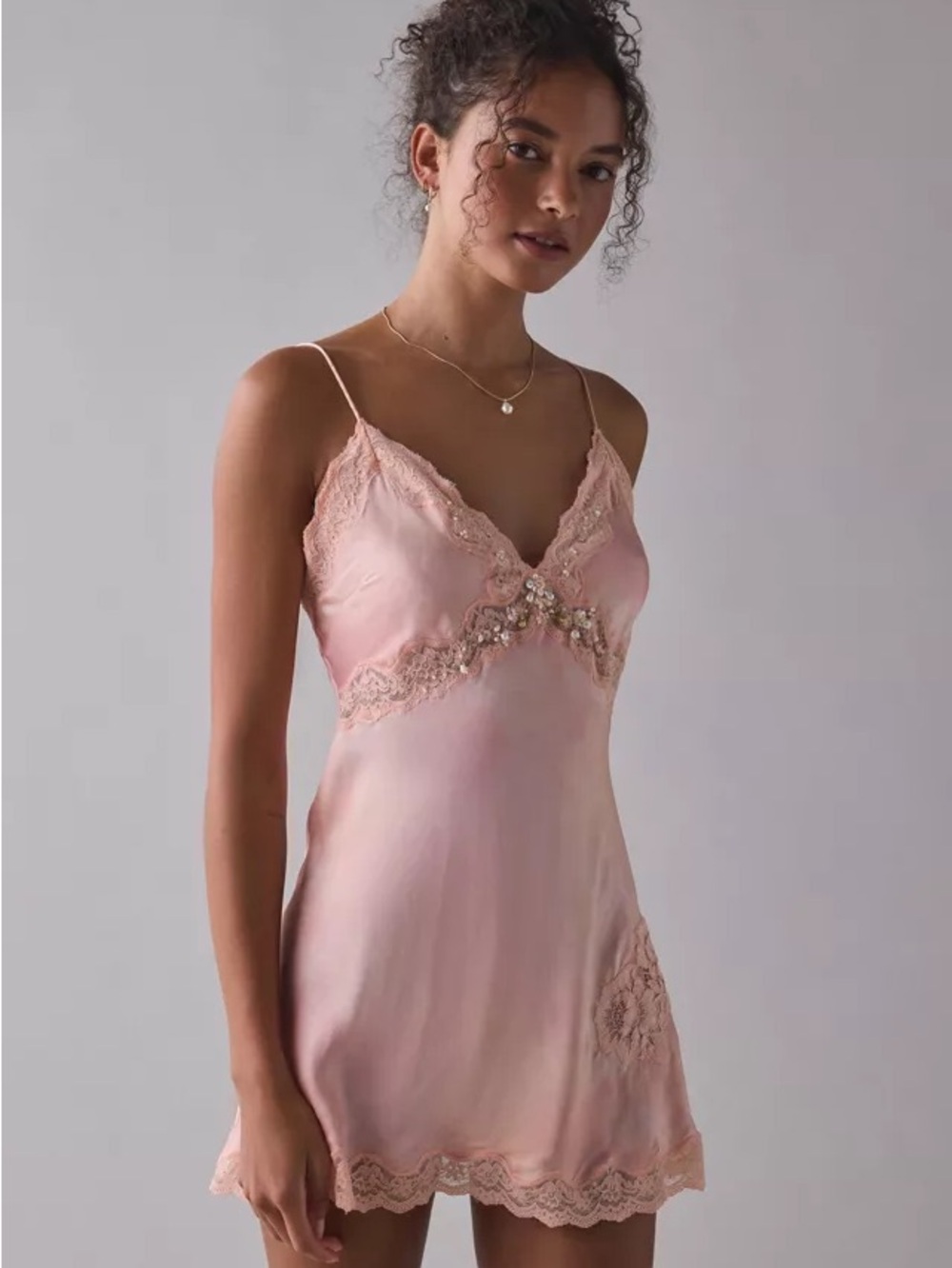 LoveShackFancy Nivola Silk Blend Mini Slip Dress